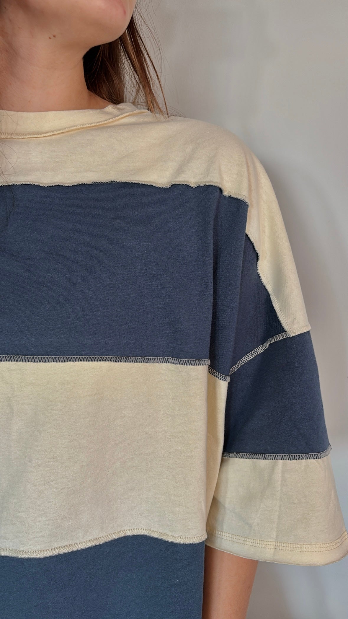 navy + cream striped tee