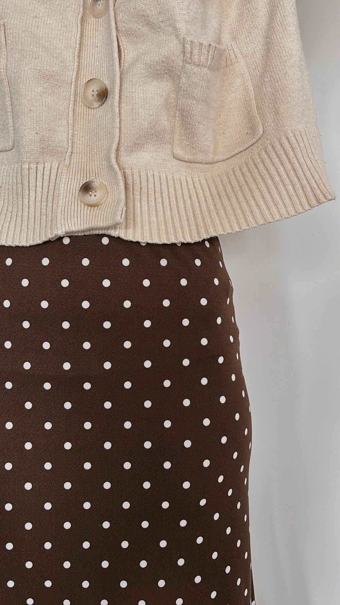 chocolate polka dot skirt
