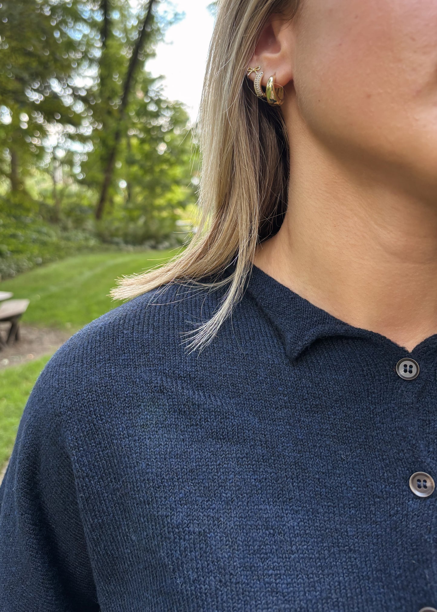 navy knit cardigan