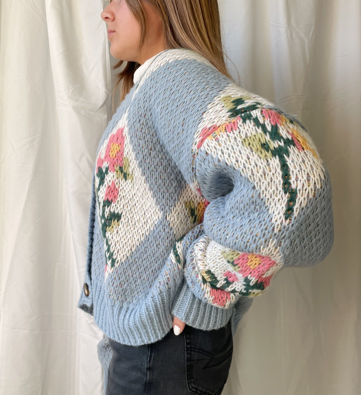 chunky floral cardigan