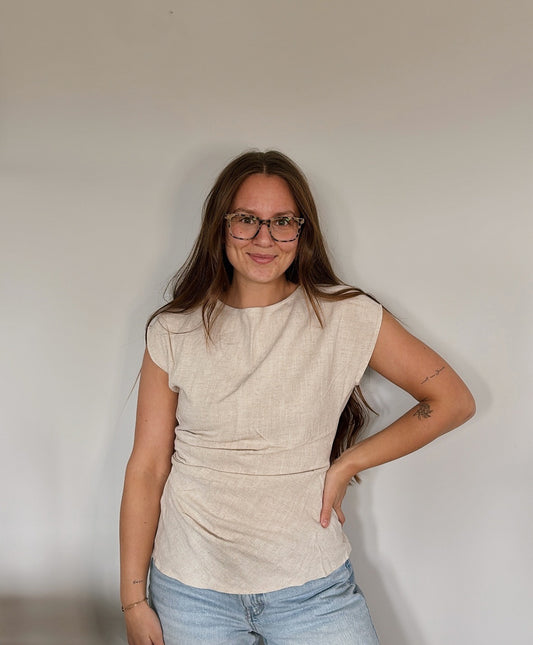 oatmeal linen blouse