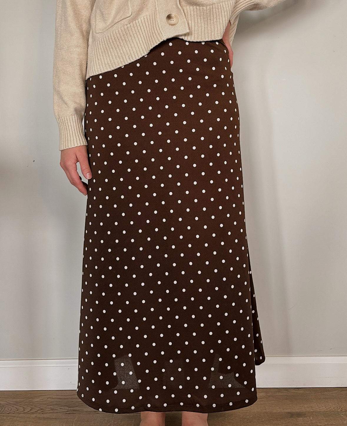 chocolate polka dot skirt