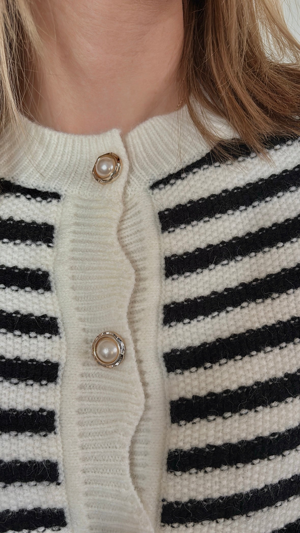 black & white striped cardigan