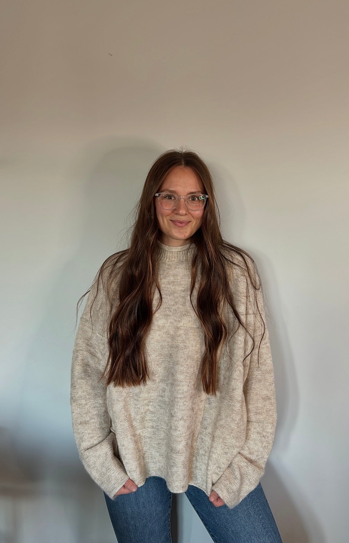 oat patchwork sweater