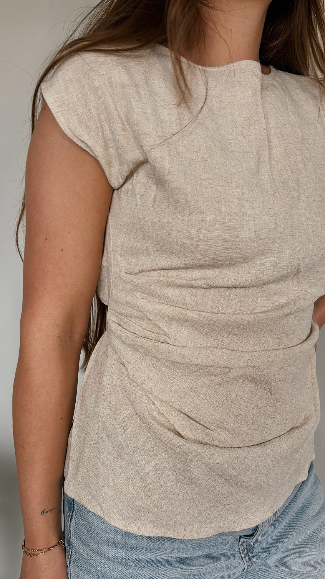 oatmeal linen blouse