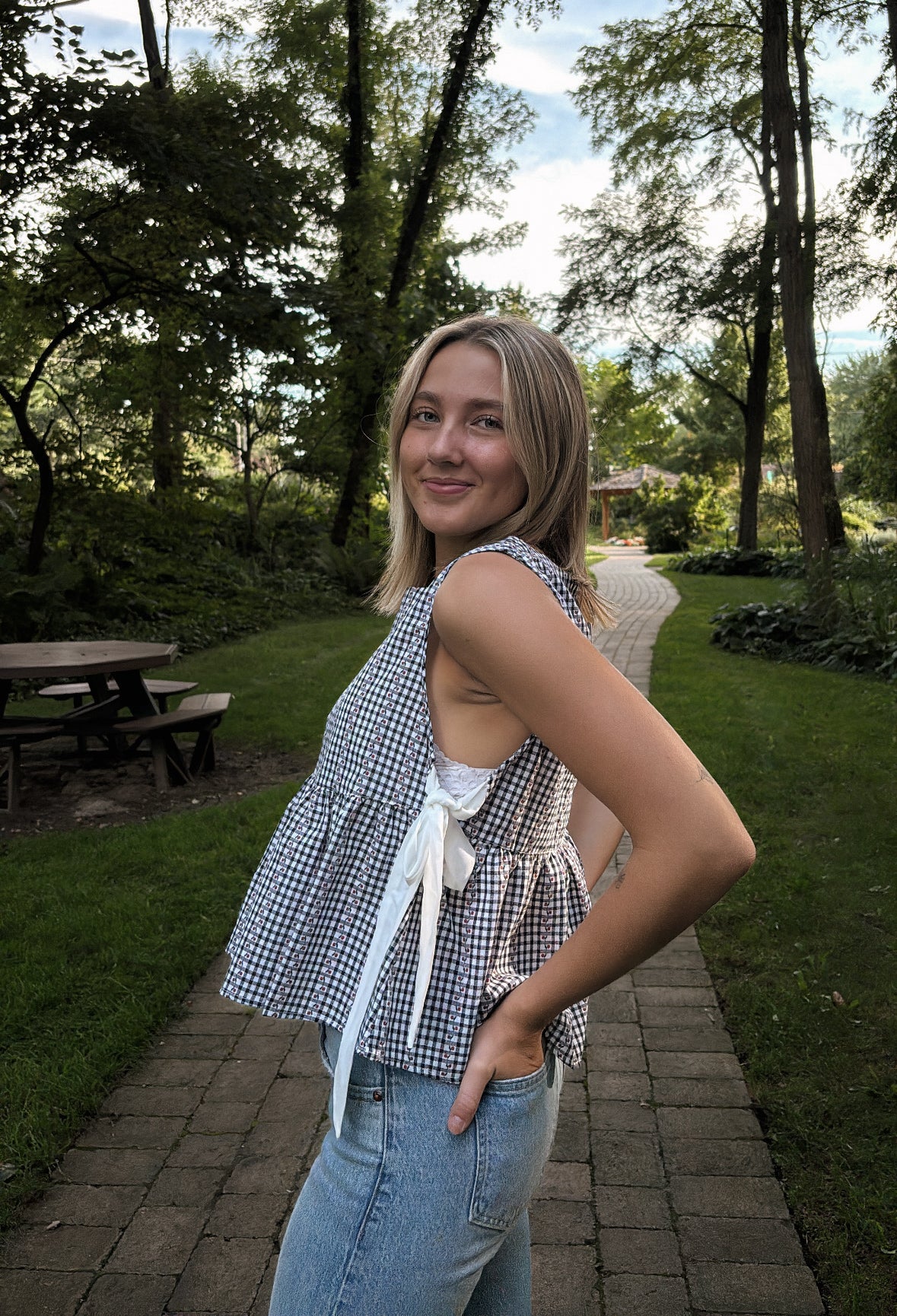 gingham peplum top