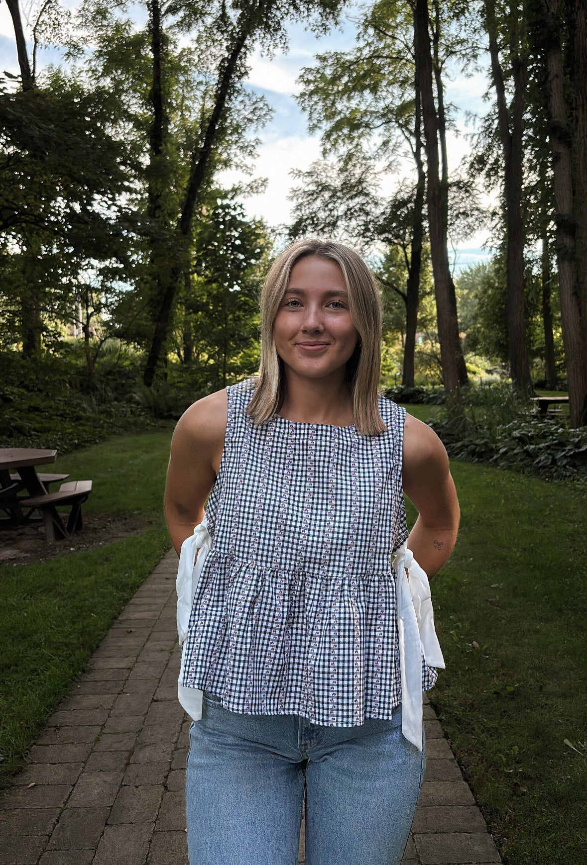 gingham peplum top