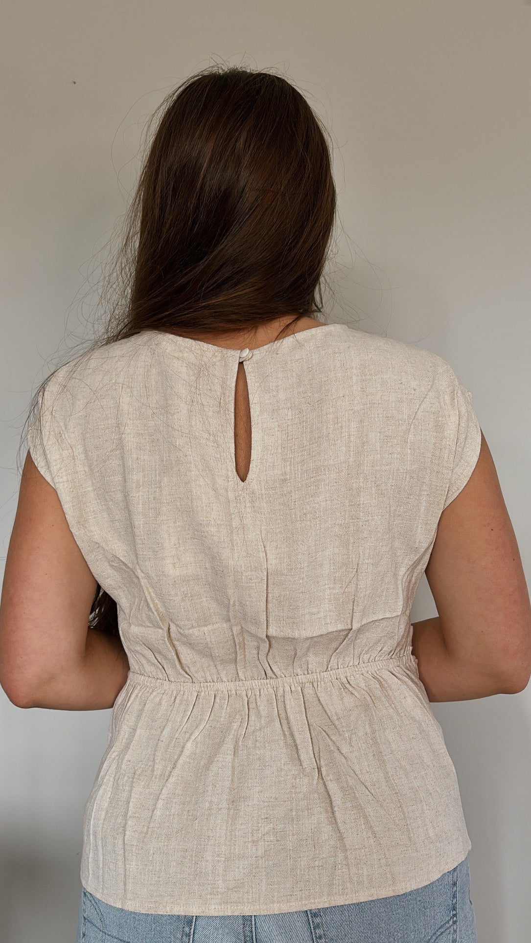 oatmeal linen blouse