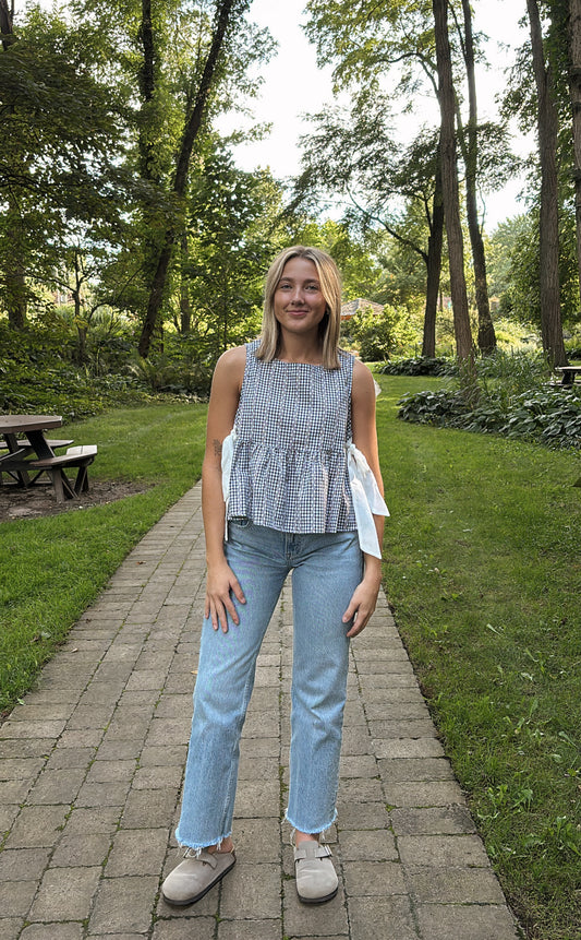 gingham peplum top