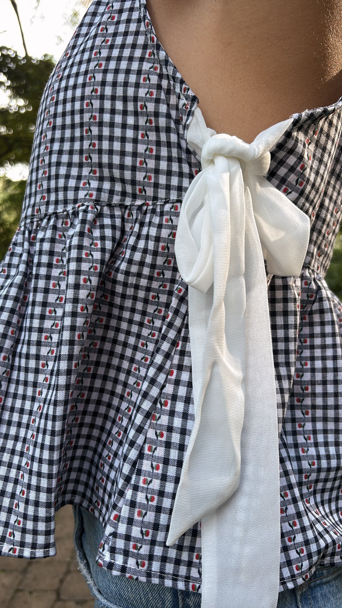 gingham peplum top