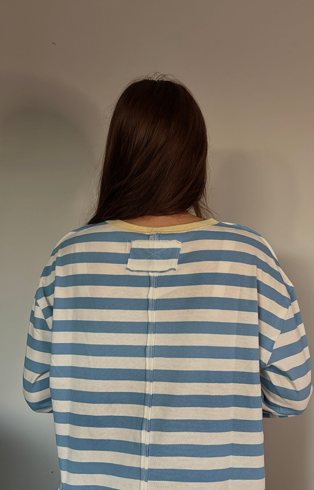 blue + white striped long sleeve