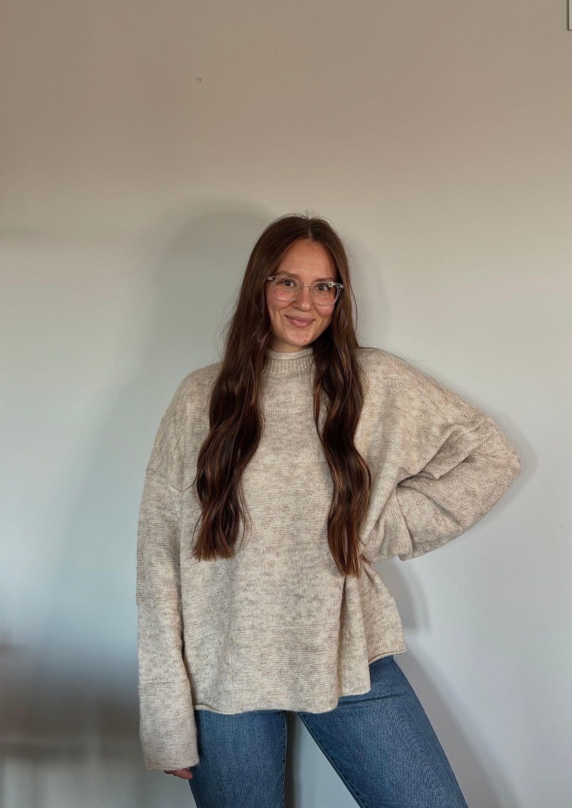 oat patchwork sweater