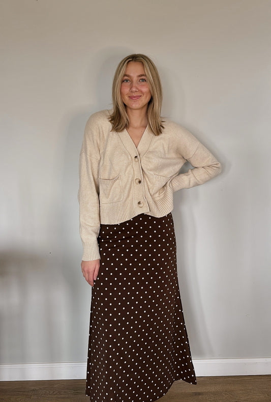 chocolate polka dot skirt