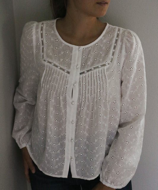 pearl button blouse