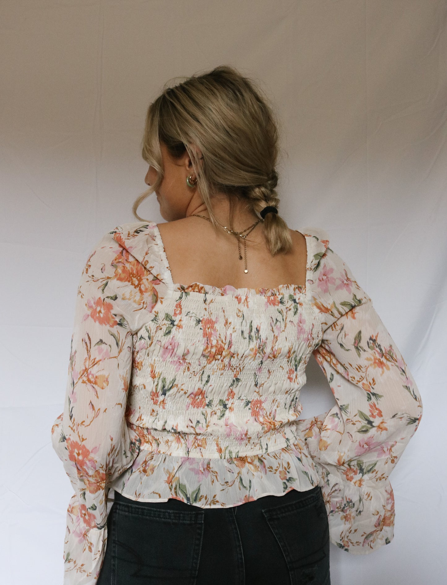 floral smocked blouse