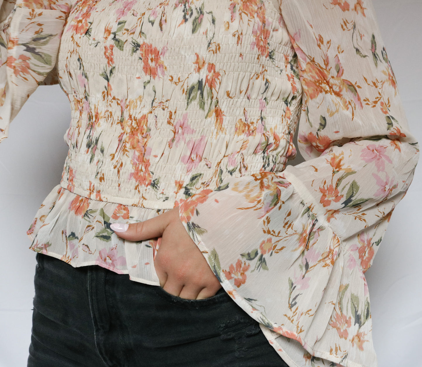 floral smocked blouse