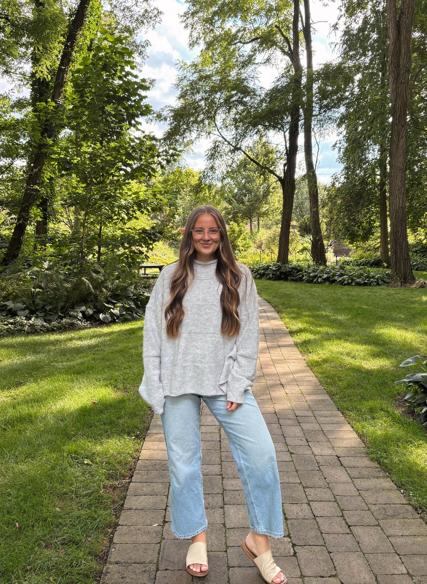 patchwork grey sweater