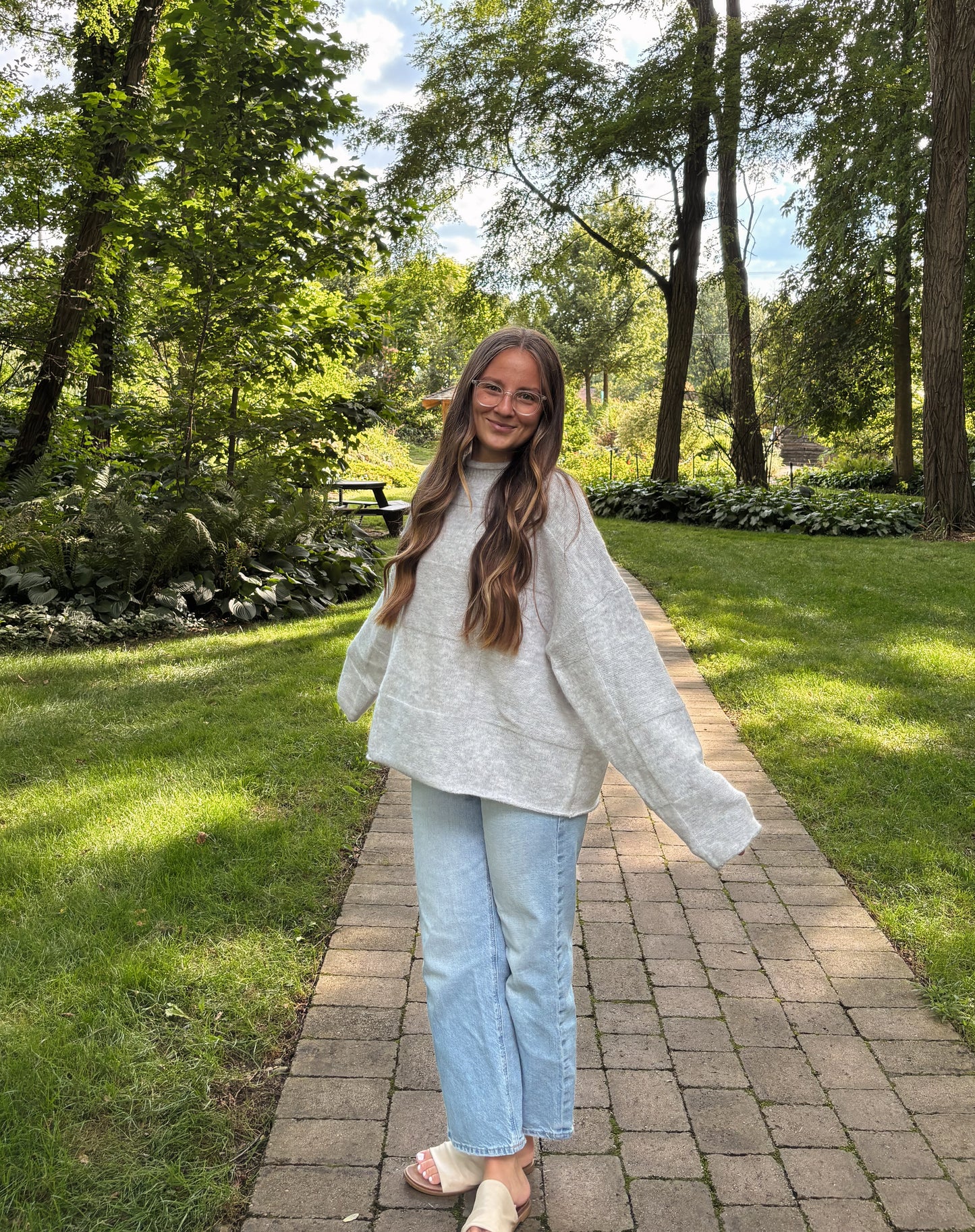 patchwork grey sweater