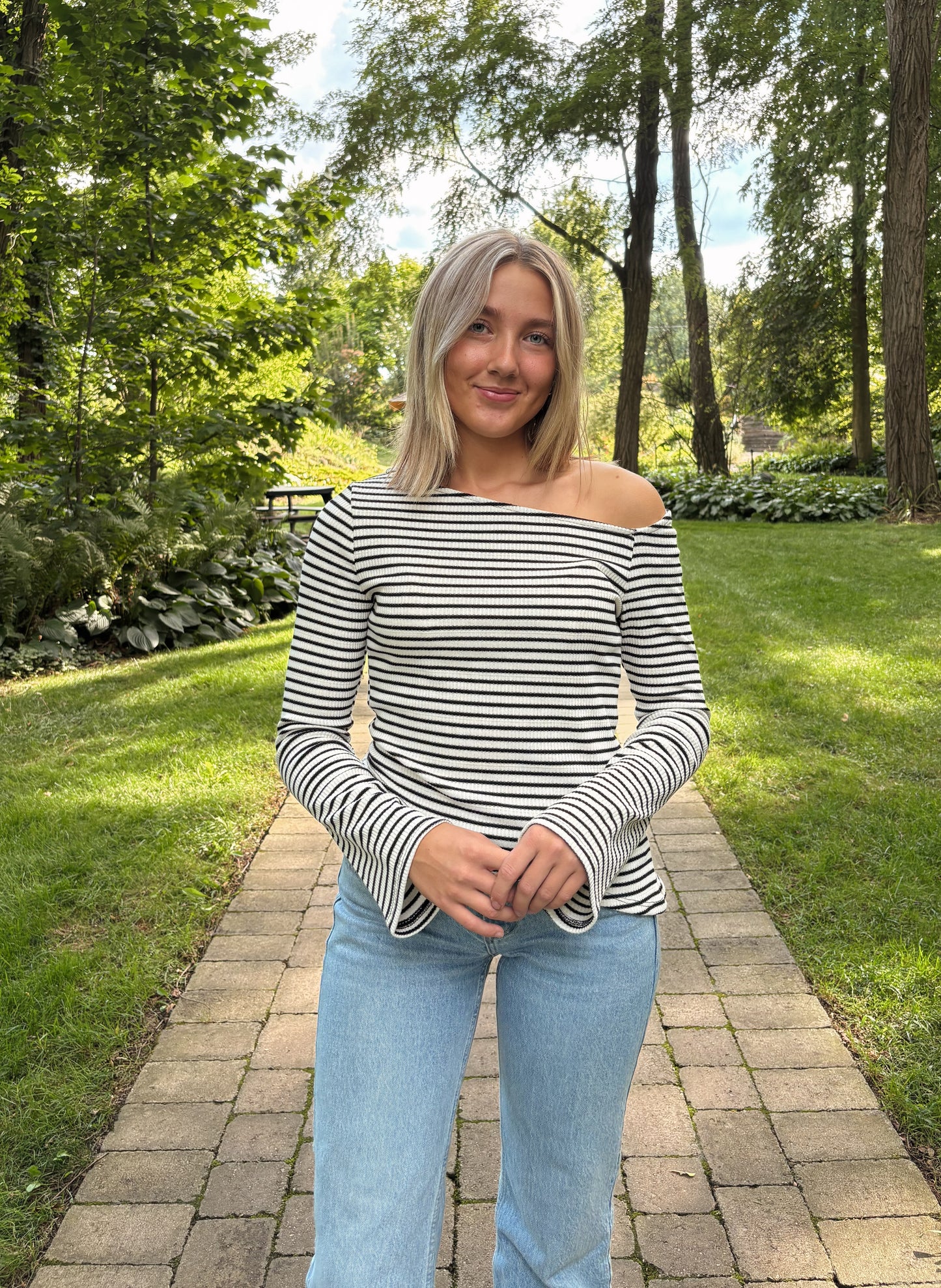 long sleeve stripe top