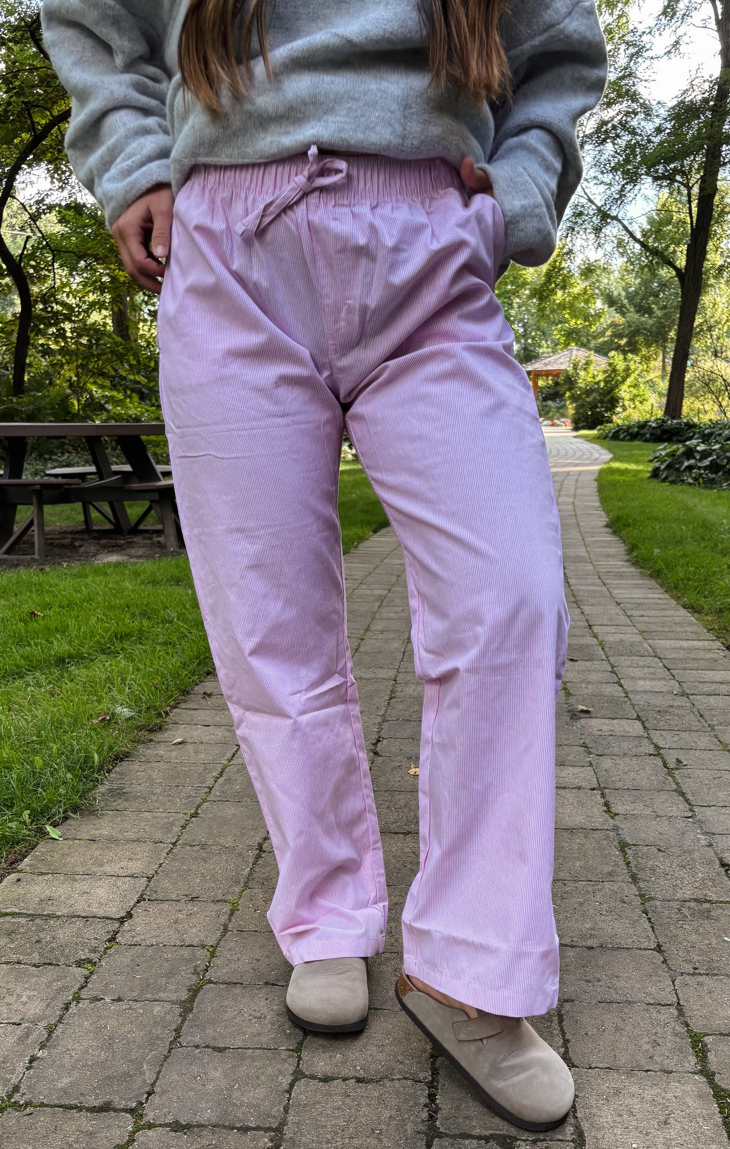 pink striped pants