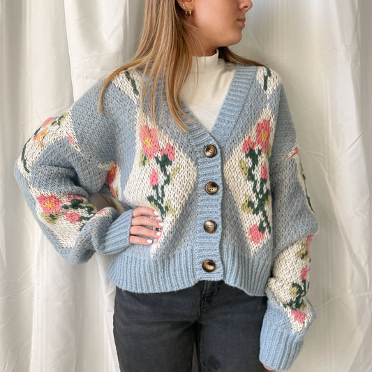 chunky floral cardigan